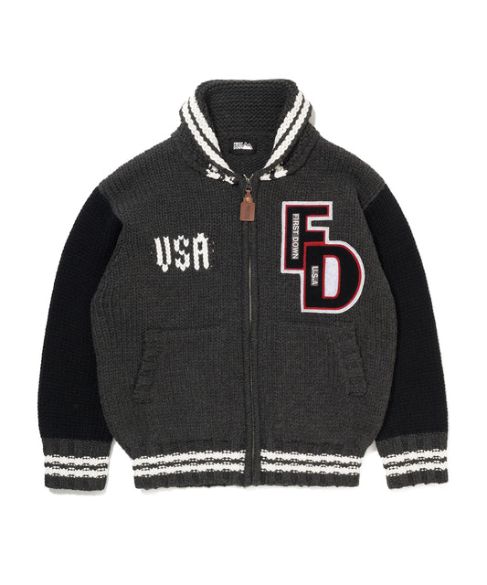 ローゲージニット スタジアムジャケット | LOWGAUGE KNIT STADIUM JKT 06BLACK